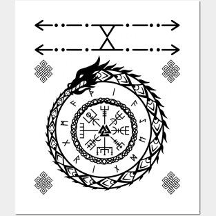 Viking World Serpent with Runes and Pagan Symbols Posters and Art